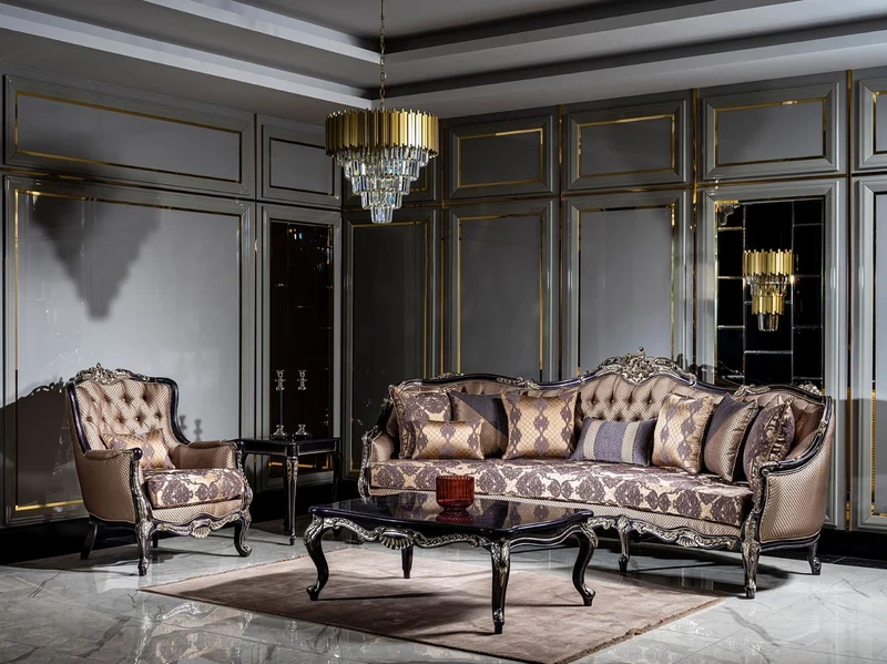 Casa Padrino Luxus Barock Couchtisch Lila / Gold - Prunkvoller Wohnzimmertisch im Barockstil - Handgefertigter Massivholz Tisch - Barock Wohnzimmer Möbel