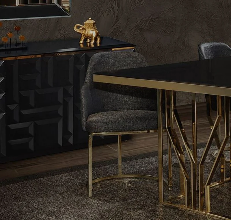 Casa Padrino Luxus Esszimmer Stuhl Set Grau / Gold 70 x 95 x H. 96 cm - Küchen Stühle 6er Set - Esszimmerstühle mit Armlehnen - Luxus Esszimmer Möbel