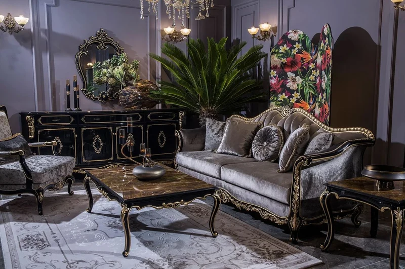 Casa Padrino Luxus Barock Sessel Silber / Schwarz / Gold 80 x 72 x H. 111 cm - Prunkvoller Wohnzimmer Sessel mit dekorativem Kissen - Edel & Prunkvoll