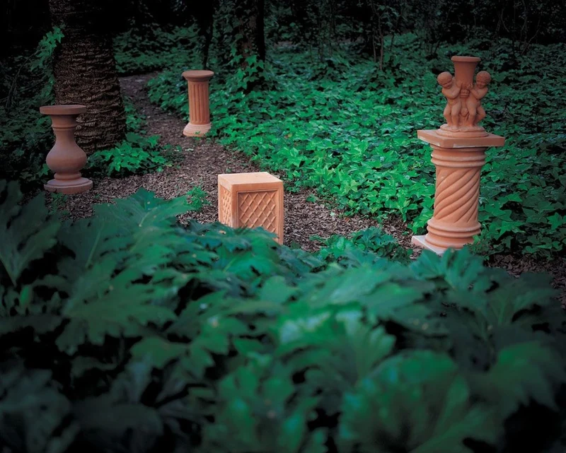 Casa Padrino Barock Säule Terracotta Ø 40 x H. 74 cm - Handgefertigte Keramik Deko Säule - Barock Garten Terrassen Deko
