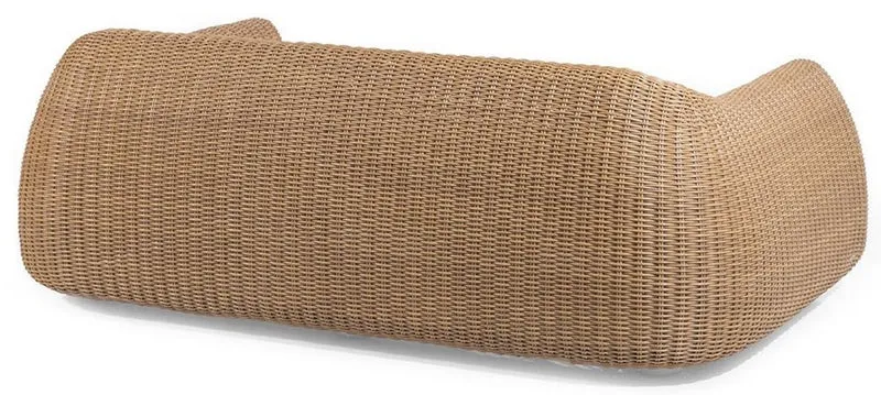 Casa Padrino Luxus Gartensofa Naturfarben / Weiß 196 x 124 x H. 72 cm - Handgewebtes wetterbeständiges Sofa mit Kissen - Moderne Garten Möbel - Hotel Möbel