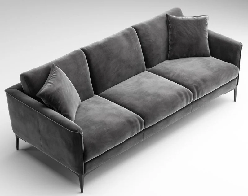 Casa Padrino Luxus Sofa Grau / Schwarz 240 x 98 x H. 60 cm - Wohnzimmer Sofa mit edlem Samtstoff - Luxus Wohnzimmer Möbel