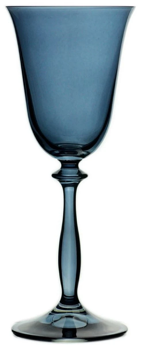 Casa Padrino Luxus Barock Weißweinglas 6er Set Blau Ø 8,5 x H. 21 cm - Handgefertigte Weingläser - Hotel & Restaurant Accessoires - Luxus Qualität
