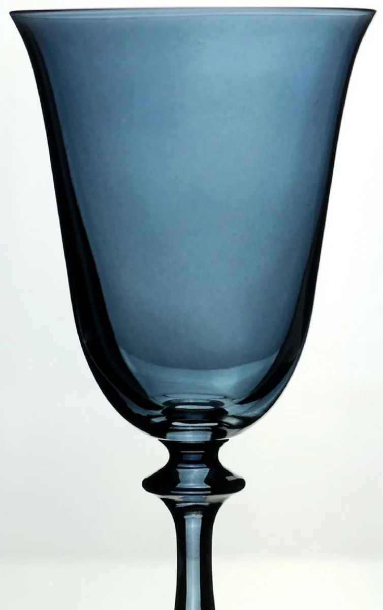 Casa Padrino Luxus Barock Weißweinglas 6er Set Blau Ø 8,5 x H. 21 cm - Handgefertigte Weingläser - Hotel & Restaurant Accessoires - Luxus Qualität