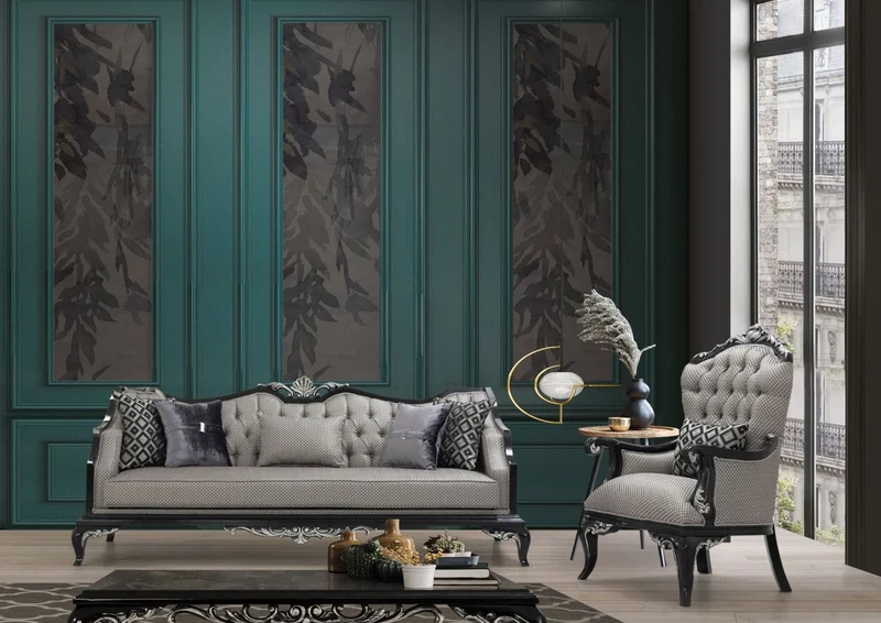 Casa Padrino Luxus Barock Sessel Silber / Schwarz - Wohnzimmer Sessel im Barockstil - Barock Wohnzimmer Möbel - Edel & Prunkvoll