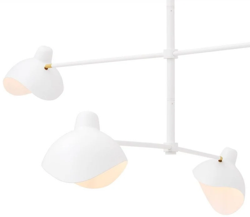 Casa Padrino Designer Kronleuchter Weiß / Antik Messingfarben 180 x 180 x H. 84,5 cm - Eleganter Kronleuchter im 50er Jahre Stil - Luxus Kollektion