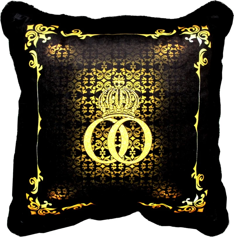 Harald Glööckler Luxus Deko Kissen Pompöös by Casa Padrino Barock Muster Schwarz / Gold mit Glitzersteinen - Glööckler Kissen