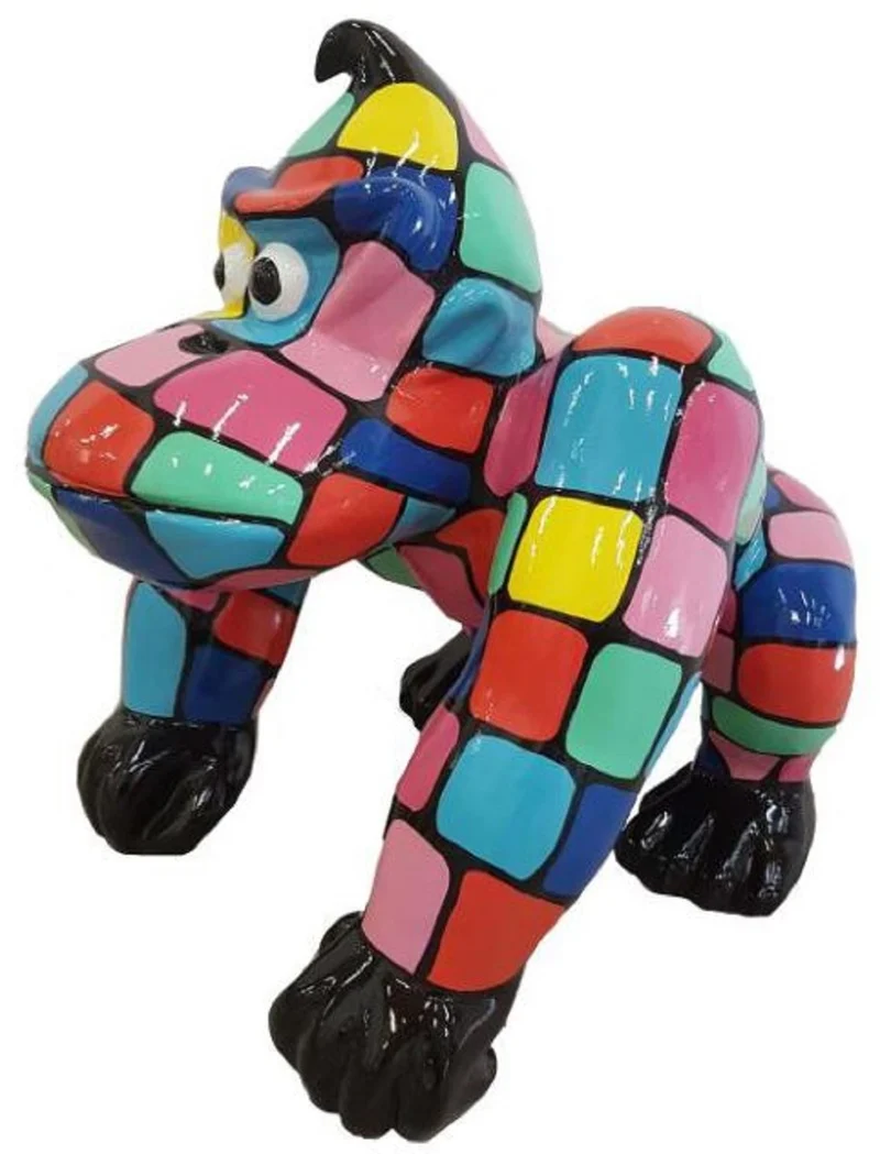 Casa Padrino Designer Dekofigur Gorilla Affe Mehrfarbig H. 70 cm - Wetterbeständige Deko Skulptur - Wohnzimmer Garten Terrassen Deko