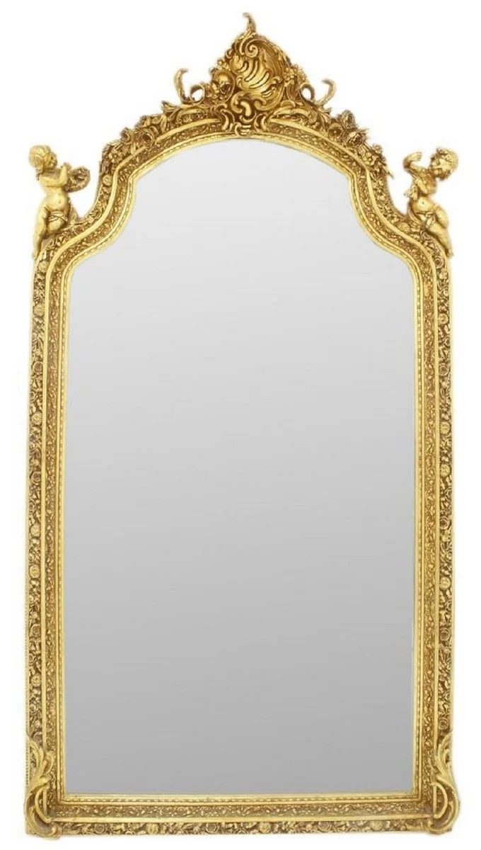 Casa Padrino Barock Spiegel Gold 115 x H. 210 cm - Prunkvoller Wandspiegel im Barockstil - Antik Stil Garderoben Spiegel - Wohnzimmer Spiegel - Barock Möbel