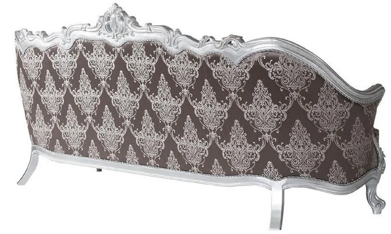 Casa Padrino Luxus Barock Sofa Bronzefarben / Silber 262 x 90 x H. 113 cm - Prunkvolles Wohnzimmer Sofa mit dekorativen Kissen - Barock Möbel