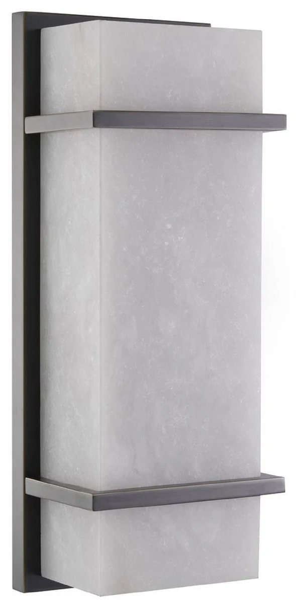 Casa Padrino Luxus Wandleuchte Bronze / Alabaster 13 x 9 x H. 34 cm - Elegante Wandlampe mit Alabaster Lampenschirm - Luxus Leuchten