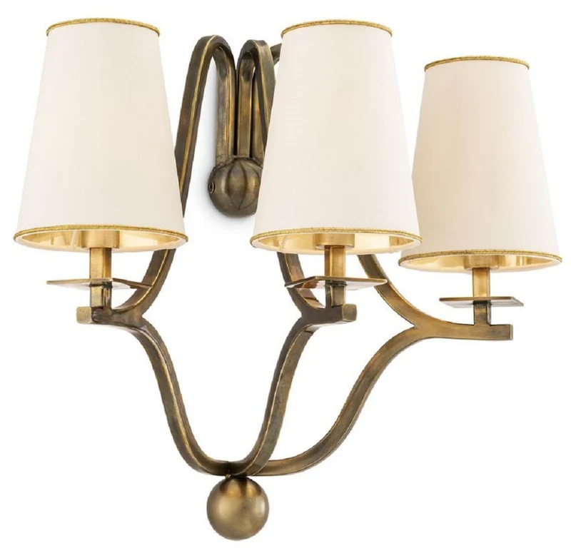 Casa Padrino Luxus Jugendstil Wandleuchte Vintage Messingfarben / Weiß / Gold 43 x 26,5 x H. 40 cm - Barock & Jugendstil Wandleuchten