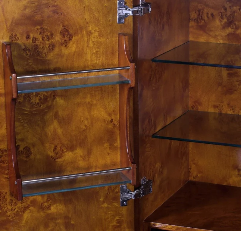 Casa Padrino Luxus Art Deco Barschrank Braun / Weiß / Schwarz 80 x 45 x H. 170 cm - Massivholz Weinschrank - Bar Möbel - Hotel Möbel - Luxus Qualität