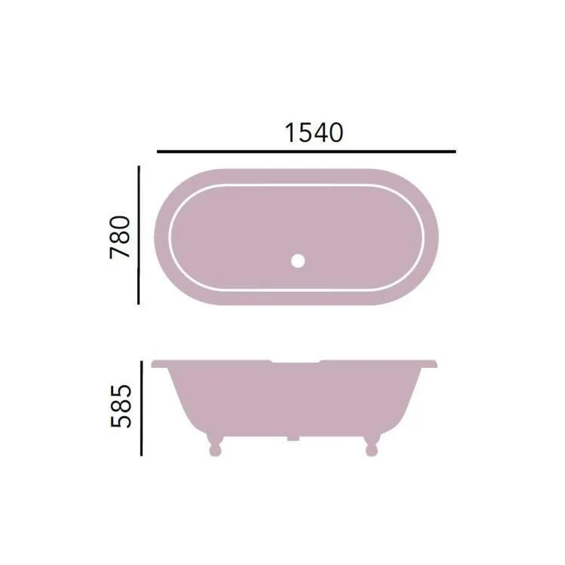 Casa Padrino Luxus Gusseisen Badewanne Hellblau-grau / Weiß 154 cm - Gebogene freistehende Badewanne - Barock & Jugendstil Badezimmer Möbel