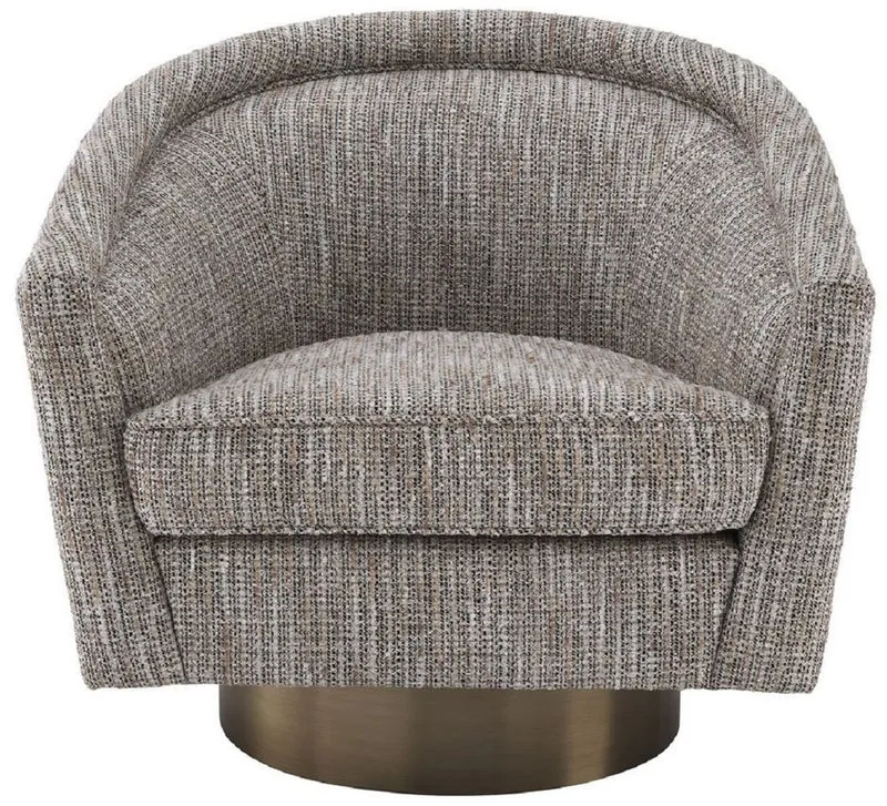 Casa Padrino Luxus Drehsessel Beige / Matt Gold 85 x 76 x H. 76 cm - Wohnzimmer Sessel - Wohnzimmer Möbel - Luxus Möbel