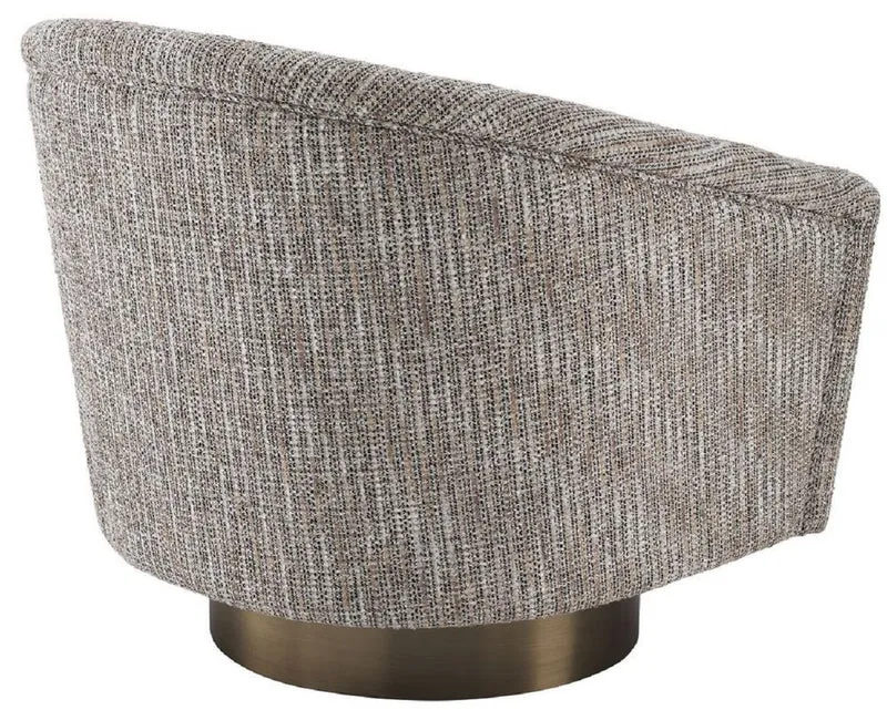Casa Padrino Luxus Drehsessel Beige / Matt Gold 85 x 76 x H. 76 cm - Wohnzimmer Sessel - Wohnzimmer Möbel - Luxus Möbel