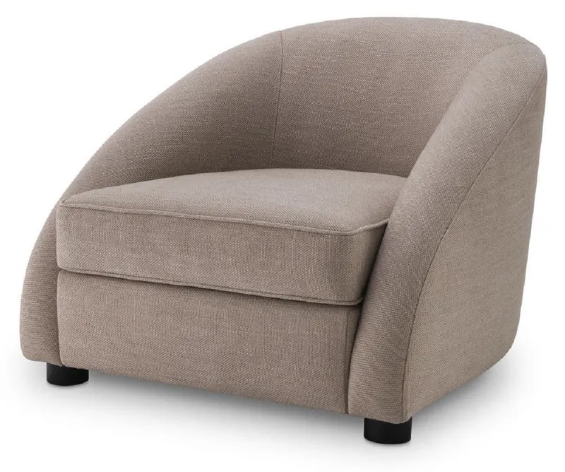 Casa Padrino Luxus Sessel Dunkel Sandfarben / Schwarz 88 x 80 x H. 65 cm - Wohnzimmer Sessel - Luxus Wohnzimmer Möbel