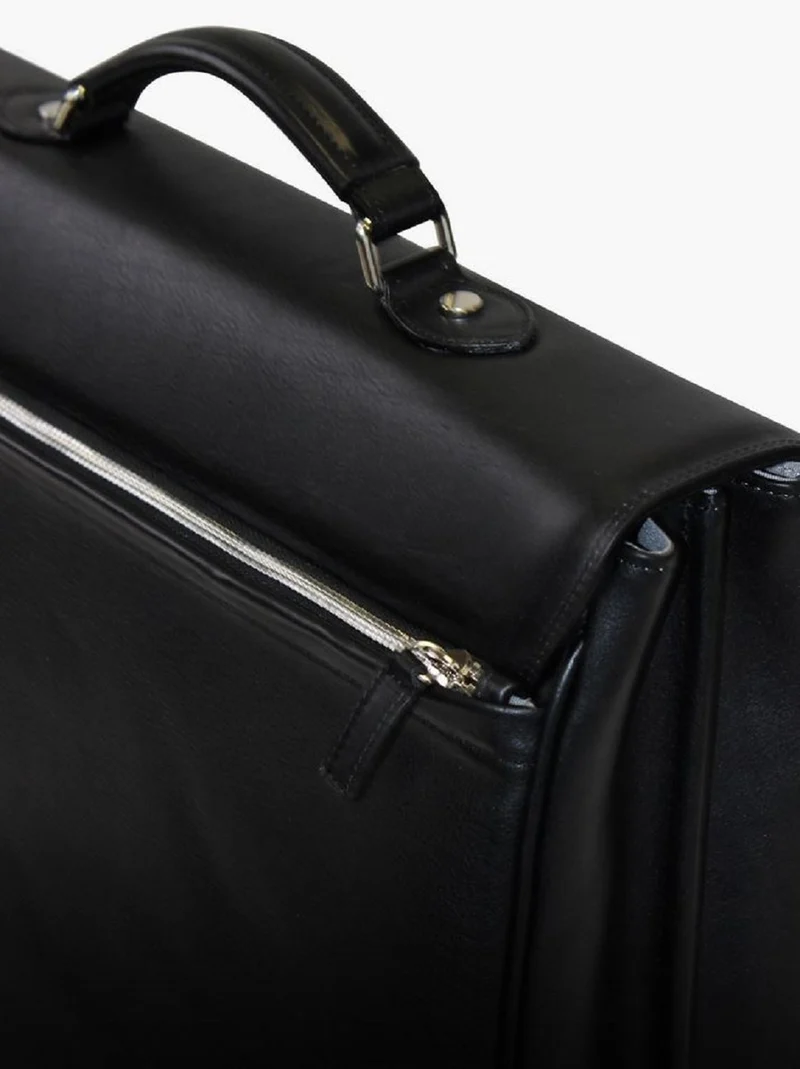 Casa Padrino Luxus Echtleder Aktentasche Schwarz / Silber 42 x 16 x H. 29 cm - Herren Laptoptasche aus hochwertigem Leder - Luxus Herren Accessoires