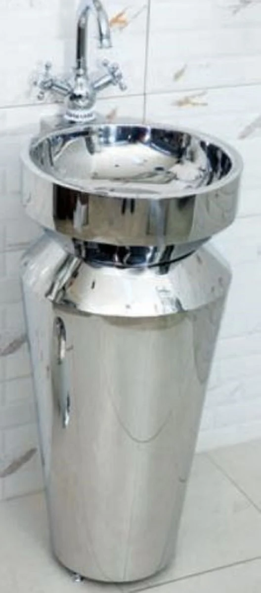 Casa Padrino Luxus Edelstahl Waschtisch Silber 40 x H. 86 cm - Silberne Badezimmer Möbel - Hotel & Restaurant Kollektion - Luxus Qualität