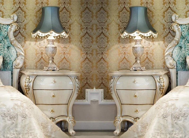 Casa Padrino Luxus Barock Nachtkommoden Set Creme / Gold 60 x 55 x H. 68 cm - Prunkvolle Massivholz Nachttische - Barock Schlafzimmer Möbel