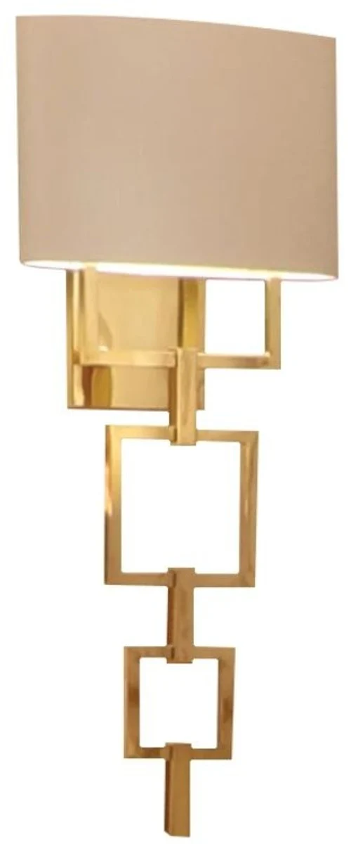 Casa Padrino Luxus Designer Wandleuchte Gold / Elfenbeinfarben 36 x 20 x H. 115 cm - Edle vergoldete Messing Wandlampe - Hotel Möbel - Luxus Qualität
