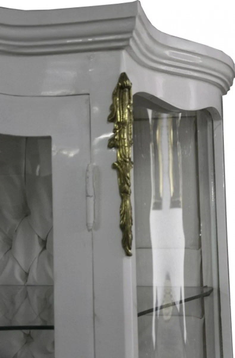 Casa Padrino Barock Glasvitrine Weiß / Gold - Vitrinen Schrank