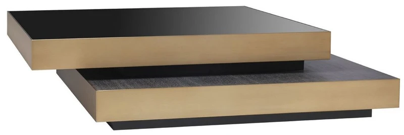 Casa Padrino Luxus Couchtisch Messingfarben / Anthrazitgrau / Schwarz 124 x 135 x H. 32 cm - Moderner Wohnzimmertisch - Wohnzimmer Möbel - Luxus Qualität