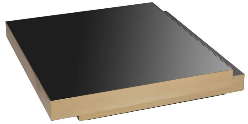 Casa Padrino Luxus Couchtisch Messingfarben / Anthrazitgrau / Schwarz 124 x 135 x H. 32 cm - Moderner Wohnzimmertisch - Wohnzimmer Möbel - Luxus Qualität