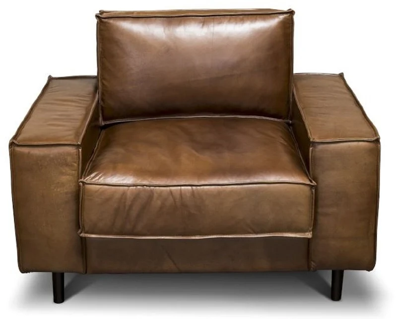 Casa Padrino Luxus Echtleder Wohnzimmer Set - Verschiedene Farben - 2 Sofas & 2 Sessel - Wohnzimmer Leder Möbel - Luxus Qualität