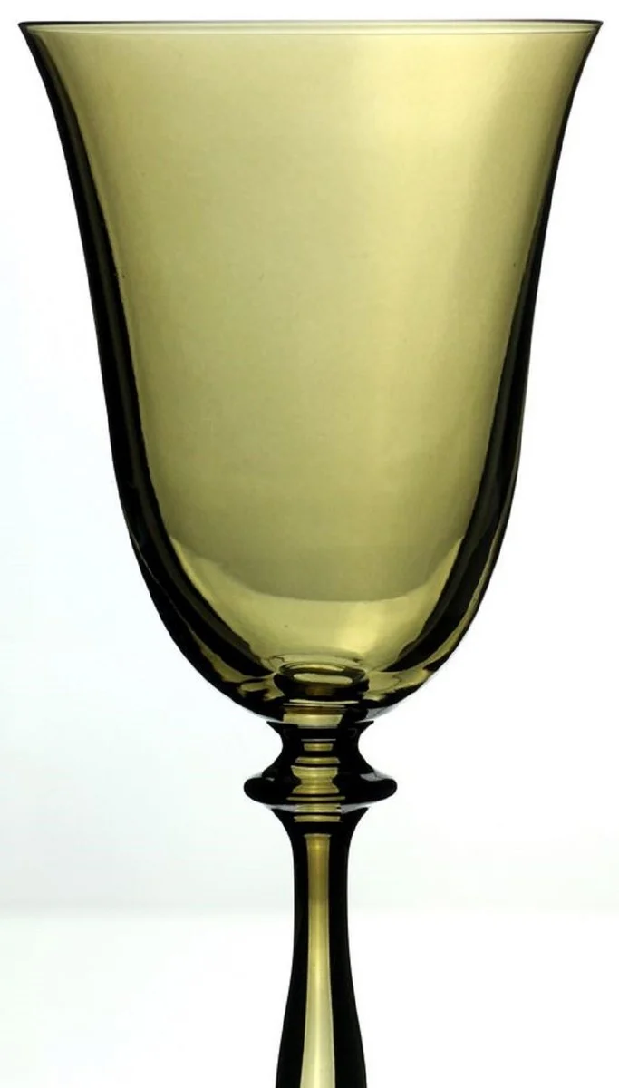 Casa Padrino Luxus Barock Weißweinglas 6er Set Bernsteinfarben Ø 8,5 x H. 21 cm - Handgefertigte Weingläser - Hotel & Restaurant Accessoires - Luxus Qualität