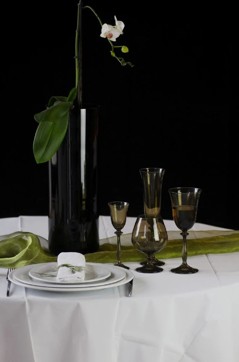 Casa Padrino Luxus Barock Weißweinglas 6er Set Bernsteinfarben Ø 8,5 x H. 21 cm - Handgefertigte Weingläser - Hotel & Restaurant Accessoires - Luxus Qualität