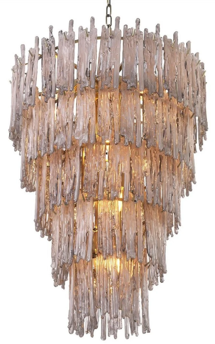 Casa Padrino Luxus Kronleuchter Grau / Messingfarben Ø 58 x H. 76 cm - Edler Hotel & Restaurant Kronleuchter - Luxus Möbel