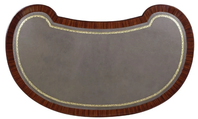 Casa Padrino Luxus Barock Schreibtisch Dunkelbraun / Silber / Grau / Gold - Handgefertigter Mahagoni Schreibtisch mit 5 Schubladen - Edle Barock Büro Möbel