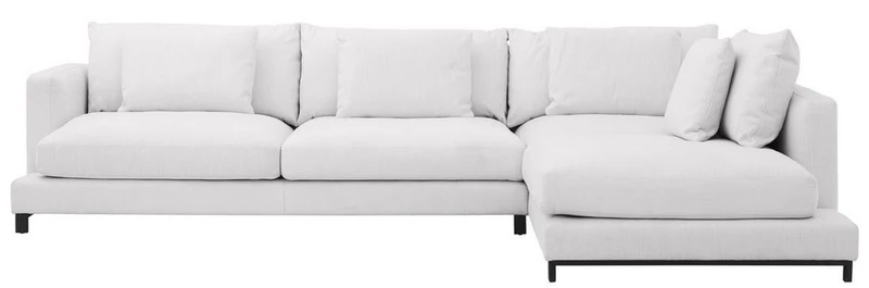 Casa Padrino Luxus Ecksofa Weiß / Schwarz 320 x 200 x H. 64 cm - Edles Wohnzimmer Sofa mit Kissen - Luxus Möbel - Luxus Qualität