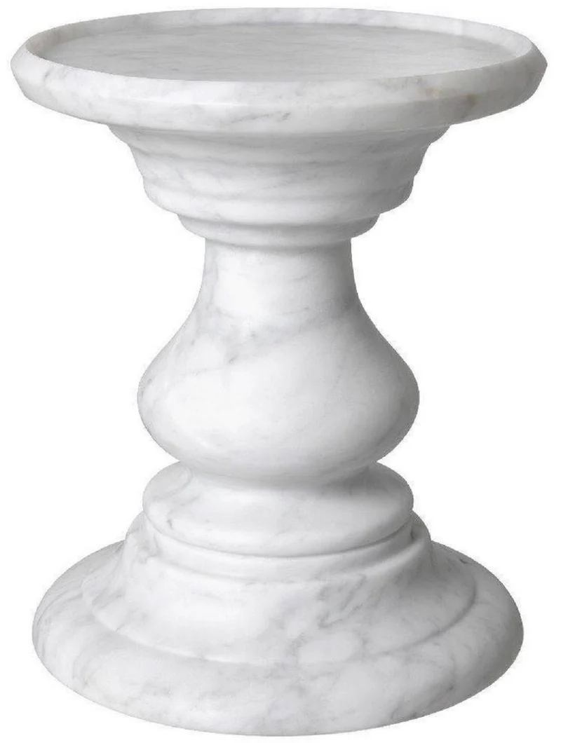 Casa Padrino Luxus Beistelltisch Weiß Ø 33 x H. 39,5 cm - Runder Beistelltisch aus hochwertigem Carrara Marmor - Luxus Marmor Möbel