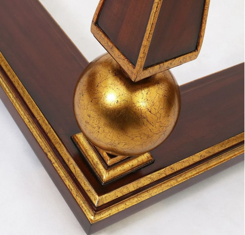 Casa Padrino Luxus Barock Couchtisch Dunkelbraun / Antik Gold 113 x 113 x H. 47 cm - Prunkvoller Massivholz Wohnzimmertisch mit Glasplatten - Barock Wohnzimmer Möbel