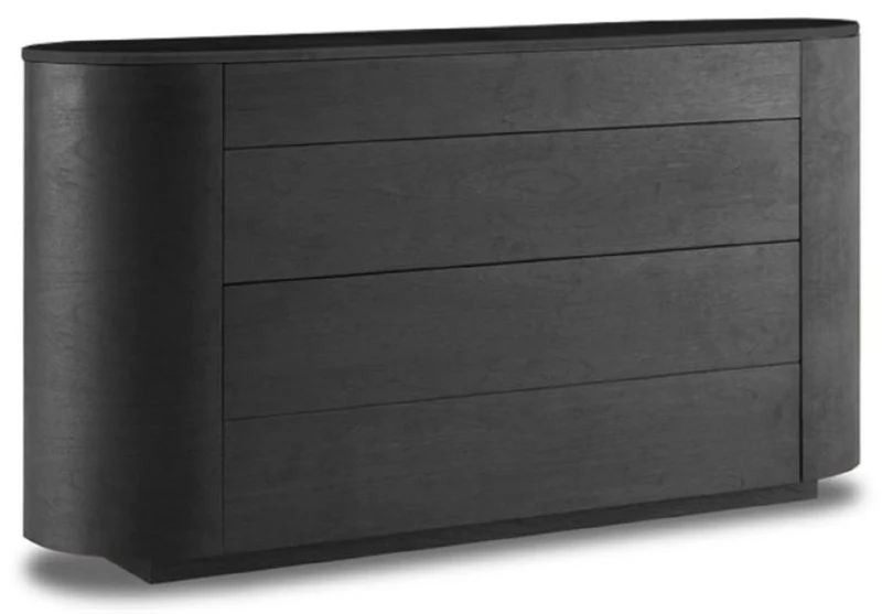 Casa Padrino Luxus Sideboard Anthrazitgrau / Schwarz 140 x 42 x H. 75 cm - Massivholz Schrank mit Schubladen und Marmorplatte - Luxus Möbel