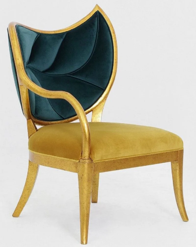 Casa Padrino Luxus Art Deco Sessel Dunkelgrün / Gold / Antik Gold - Handgefertigter Massivholz Lounge Sessel mit edlem Samtstoff - Art Deco Wohnzimmer Möbel