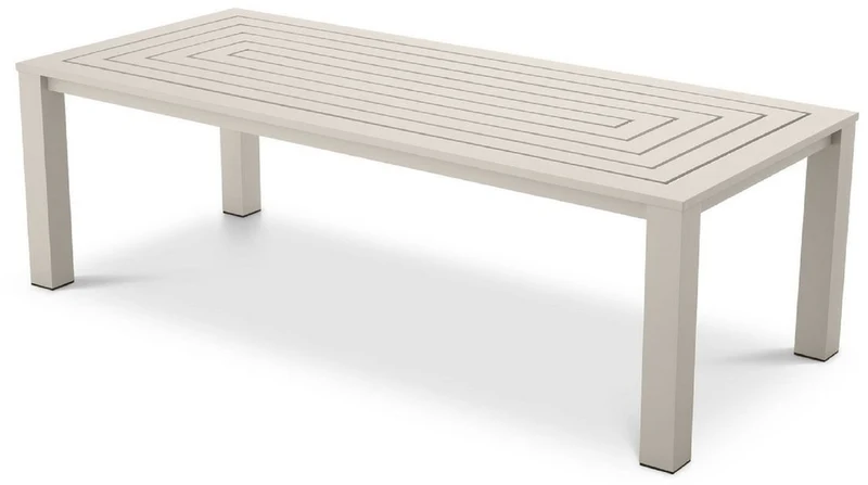 Casa Padrino Luxus Esstisch Sandfarben 240 x 105 x H. 74,5 cm - Wetterbeständiger Aluminium Tisch - Garten Tisch - Terrassen Tisch - Garten Möbel - Terrassen Möbel - Luxus Qualität