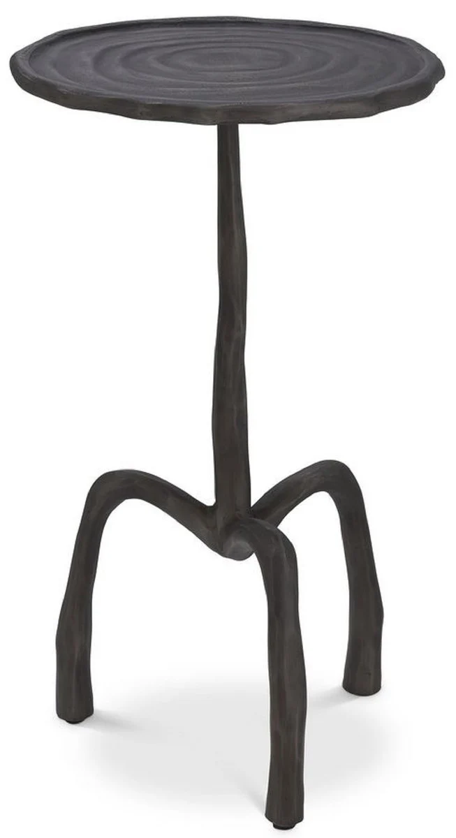 Casa Padrino Luxus Beistelltisch Bronzefarben Ø 27,5 x H. 48 cm - Runder Metall Tisch in Holzoptik - Wohnzimmer Möbel - Luxus Möbel
