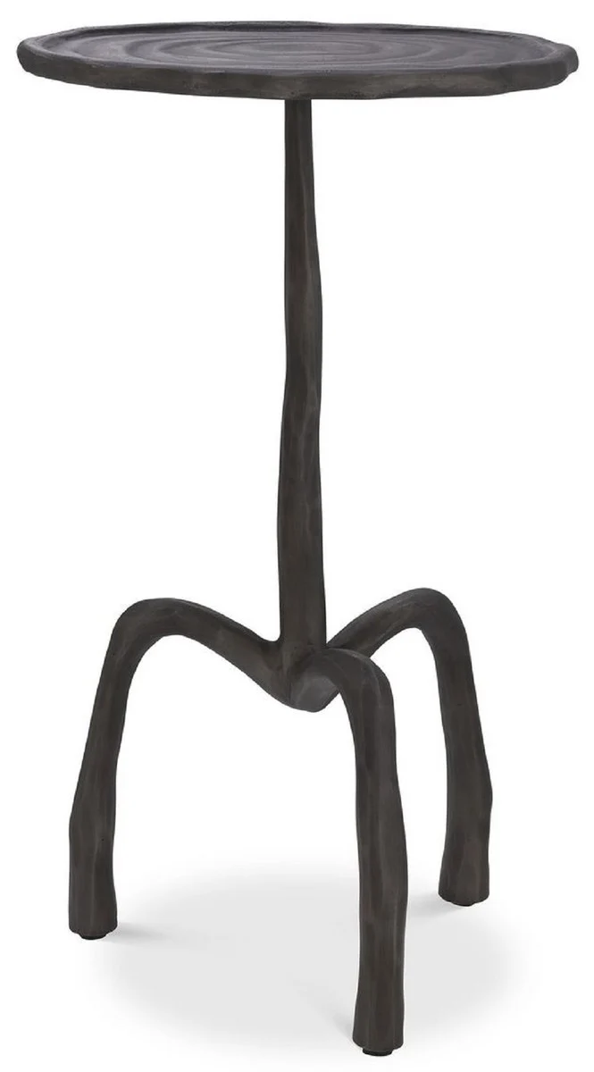 Casa Padrino Luxus Beistelltisch Bronzefarben Ø 27,5 x H. 48 cm - Runder Metall Tisch in Holzoptik - Wohnzimmer Möbel - Luxus Möbel