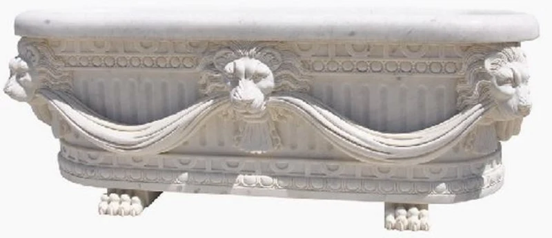 Casa Padrino Luxus Barock Badewanne Löwenkopf Weiß 180 cm - Freistehende Marmor Badewanne - Bad Accessoires - Edel & Prunkvoll