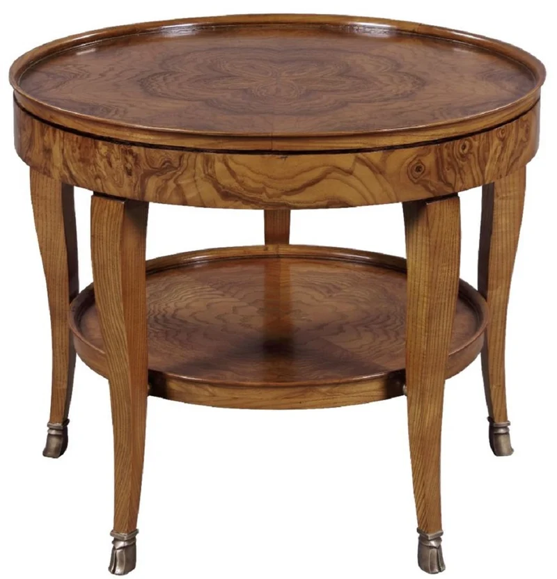 Casa Padrino Luxus Barock Beistelltisch Braun Ø 61 x H. 51 cm - Runder Massivholz Tisch - Wohnzimmer Möbel im Barockstil