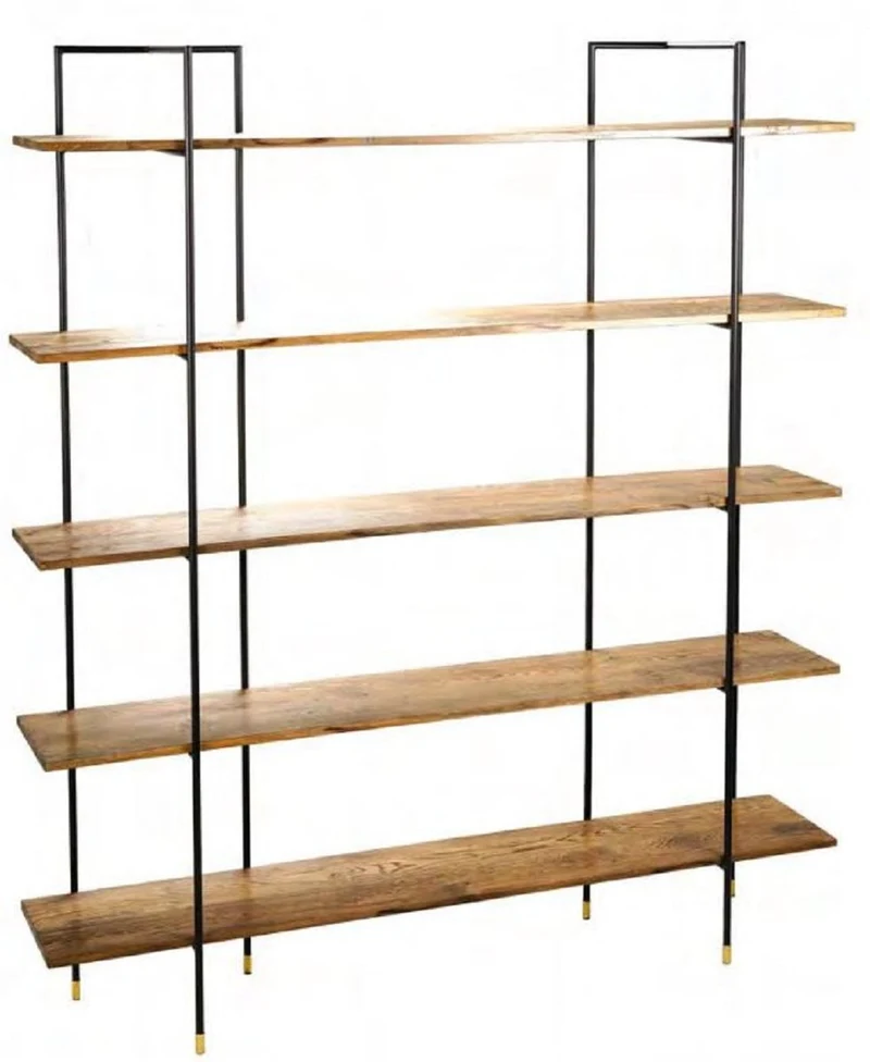 Casa Padrino Luxus Regalschrank Braun / Schwarz / Messingfarben 180 x 38,2 x H. 201,6 cm - Wohnzimmerschrank - Bücherschrank - Luxus Möbel