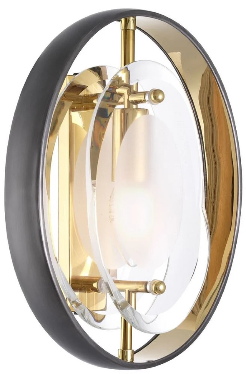 Casa Padrino Luxus Wandleuchte Schwarz / Gold 22,5 x 10 x H. 29,5 cm - Moderne Wandlampe - Luxus Leuchten