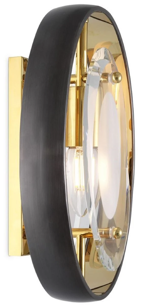 Casa Padrino Luxus Wandleuchte Schwarz / Gold 22,5 x 10 x H. 29,5 cm - Moderne Wandlampe - Luxus Leuchten
