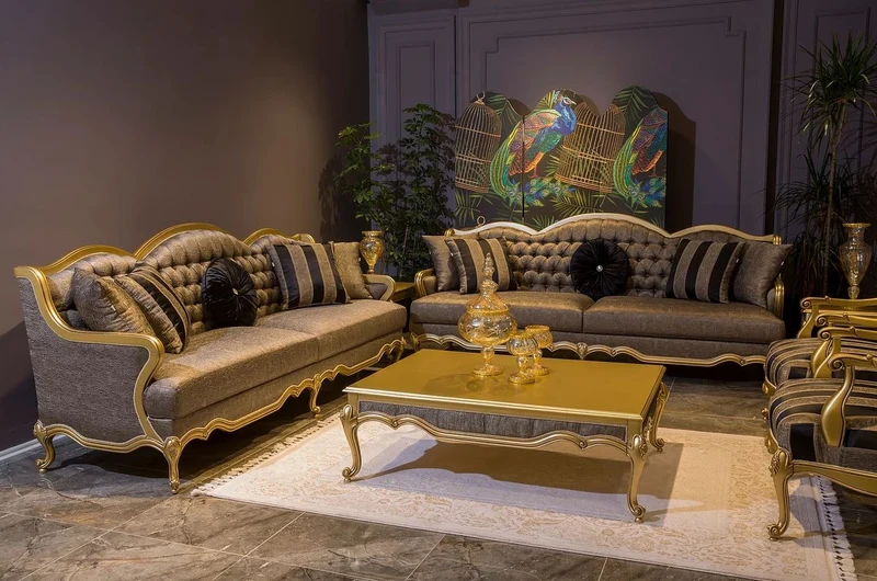 Casa Padrino Luxus Barock Sessel Grau / Schwarz / Gold 73 x 73 x H. 110 cm - Edler Massivholz Wohnzimmer Sessel im Barockstil - Barock Wohnzimmer Möbel
