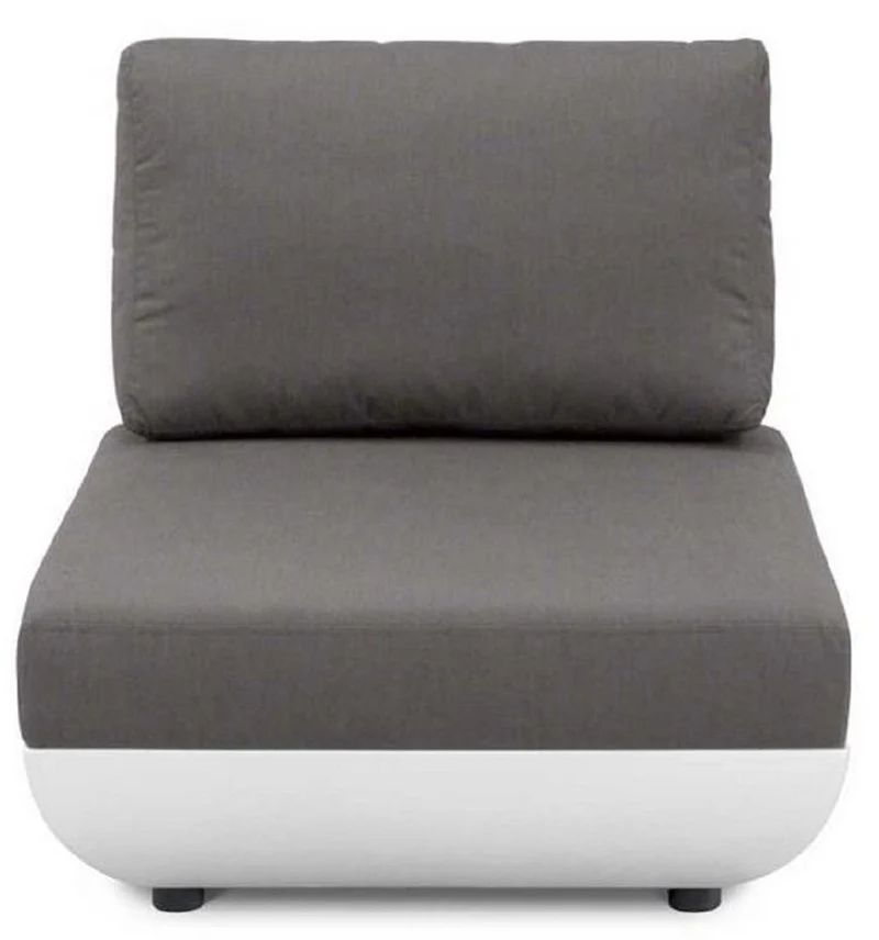 Casa Padrino Luxus Gartensessel Matt Weiß / Dunkelgrau 92 x 95 x H. 90 cm - Wetterbeständiger Garten Terrassen Sessel mit verstellbarer Rückenlehne - Hotel Möbel - Luxus Qualität