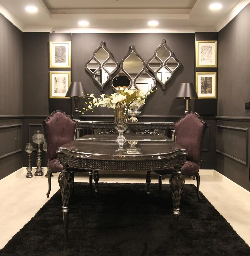Casa Padrino Luxus Barock Möbel Set Sideboard und 3 Wandspiegel Grau / Schwarz / Silber - Barock Möbel - Edel & Prunkvoll - Luxus Qualität