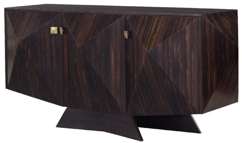 Casa Padrino Luxus Art Deco Sideboard Dunkelbraun 207 x 63 x H. 90 cm - Edler Wohnzimmerschrank mit 3 Türen - Art Deco Möbel